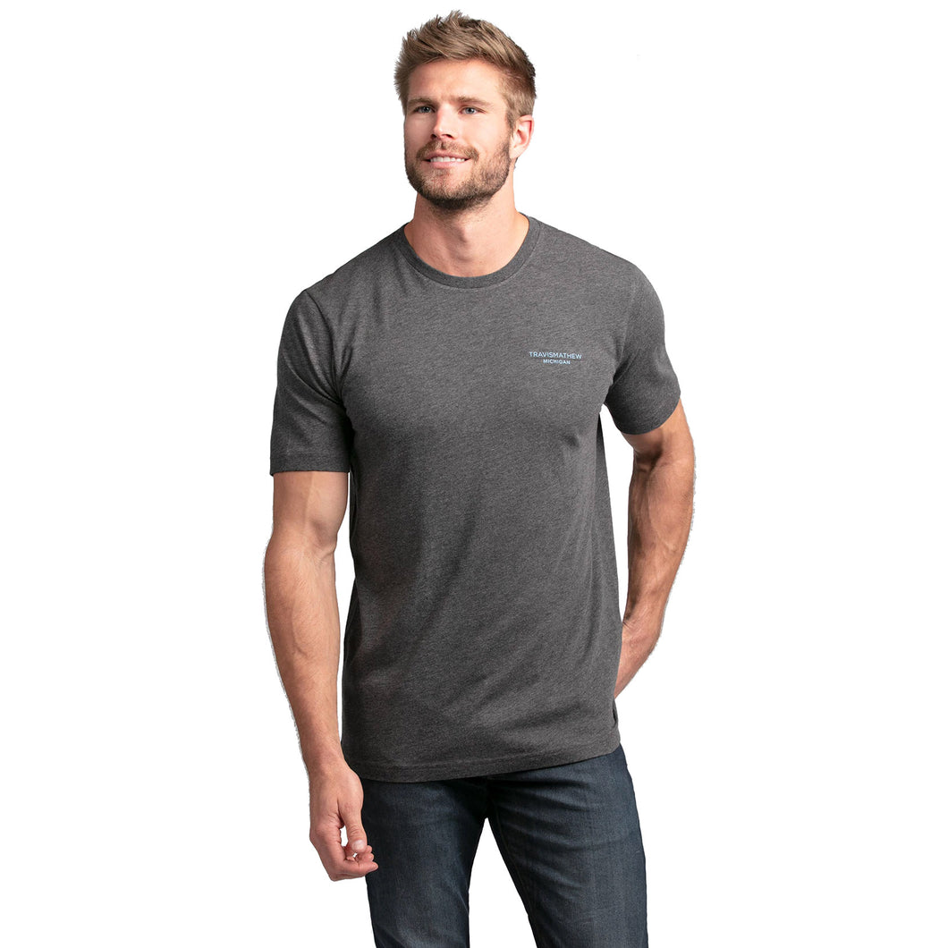 TravisMathew Blizzard Boss Mens T-Shirt - Hthr Grey Pinst/XXL