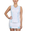 Sofibella White Racquet Aqua Stripe Womens Tennis Tank Top