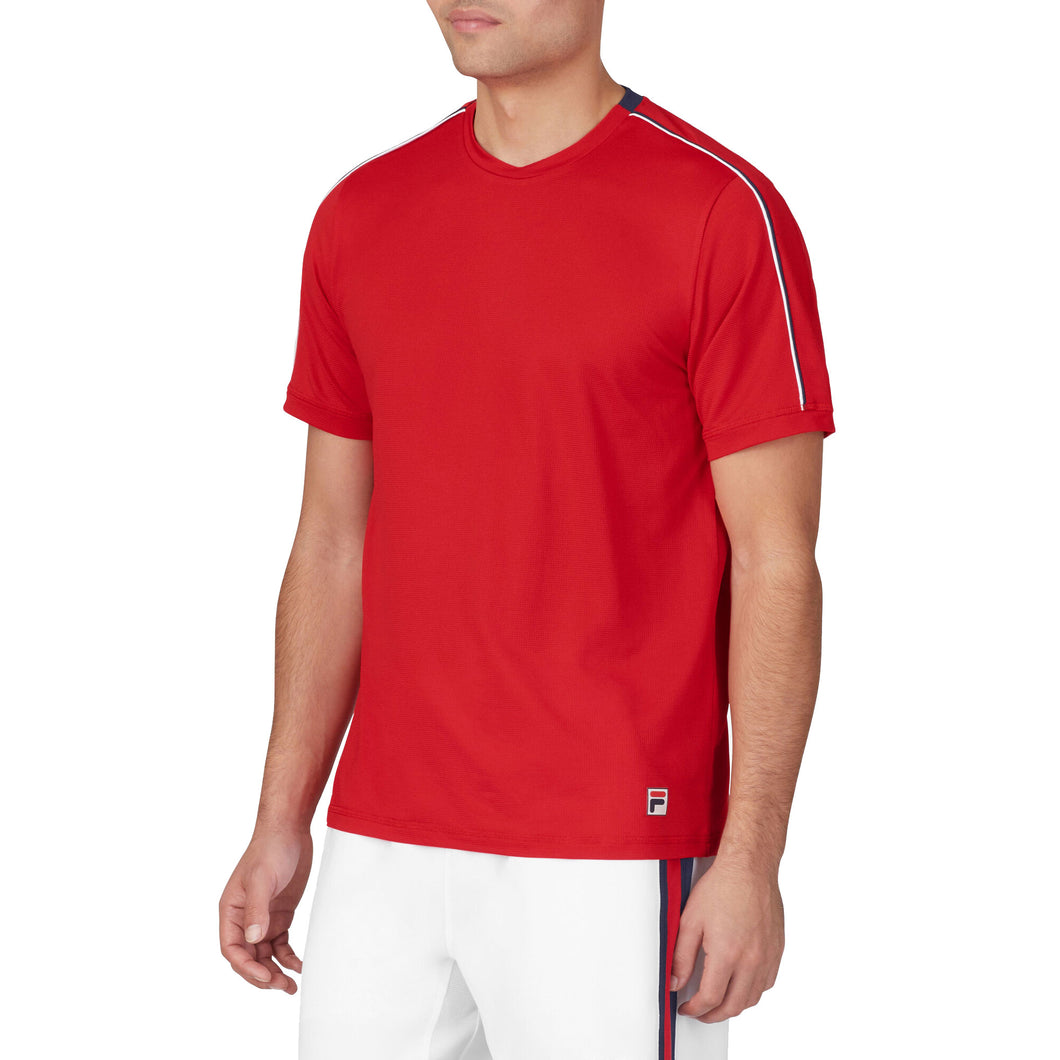 Fila Essentials Heritage Jacquard Men Tennis Shirt - FILA RED 622/XL