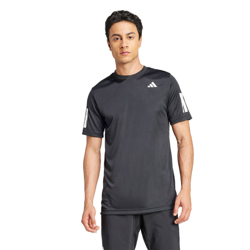 Adidas Club 3 Stripes Mens Tennis Shirt - Black/XXL