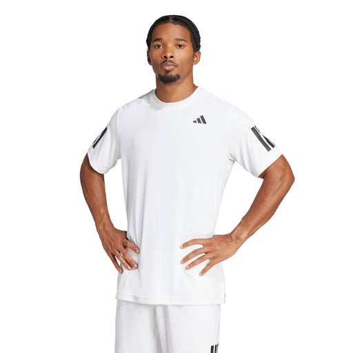 Adidas Club 3 Stripes Mens Tennis Shirt - White/XXL