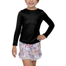 Load image into Gallery viewer, Sofibella UV Long Sleeve Girls Tennis Shirt - Black/L
 - 1