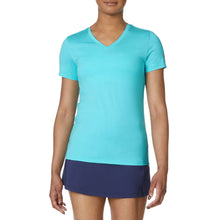 Load image into Gallery viewer, FILA Short Sleeve V-Neck Womens Tennis Shirt - BLUE 484/XXL
 - 1