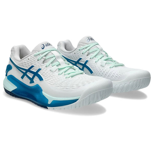 Asics Gel-Resolution 9 Womens Tennis Shoes - White/Teal Blue/B Medium/11.0