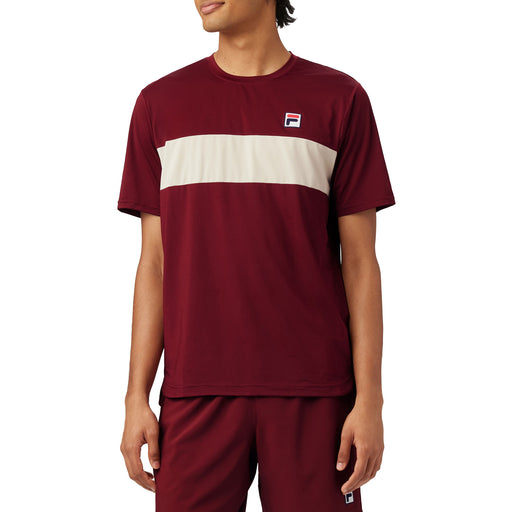 FILA Essentials SS Crew Mens Tennis Shirt - Cabernet/Angora/XL