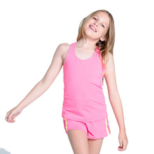 Load image into Gallery viewer, Lucky In Love Prisma Stripe Girls Tank - Neon Pink/M
 - 1