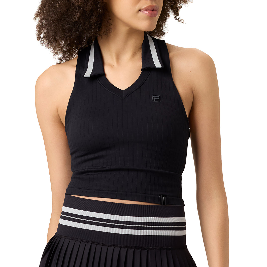 FILA Challenge Seamless Womens Tennis Polo - Black/Gardenia/M