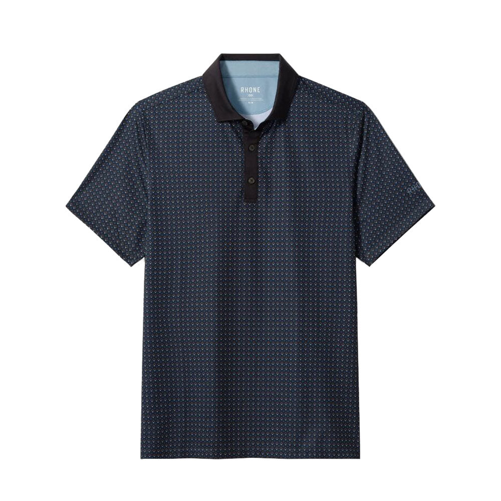 Rhone Sport Geo Mens Polo - Navy/Brown/XL