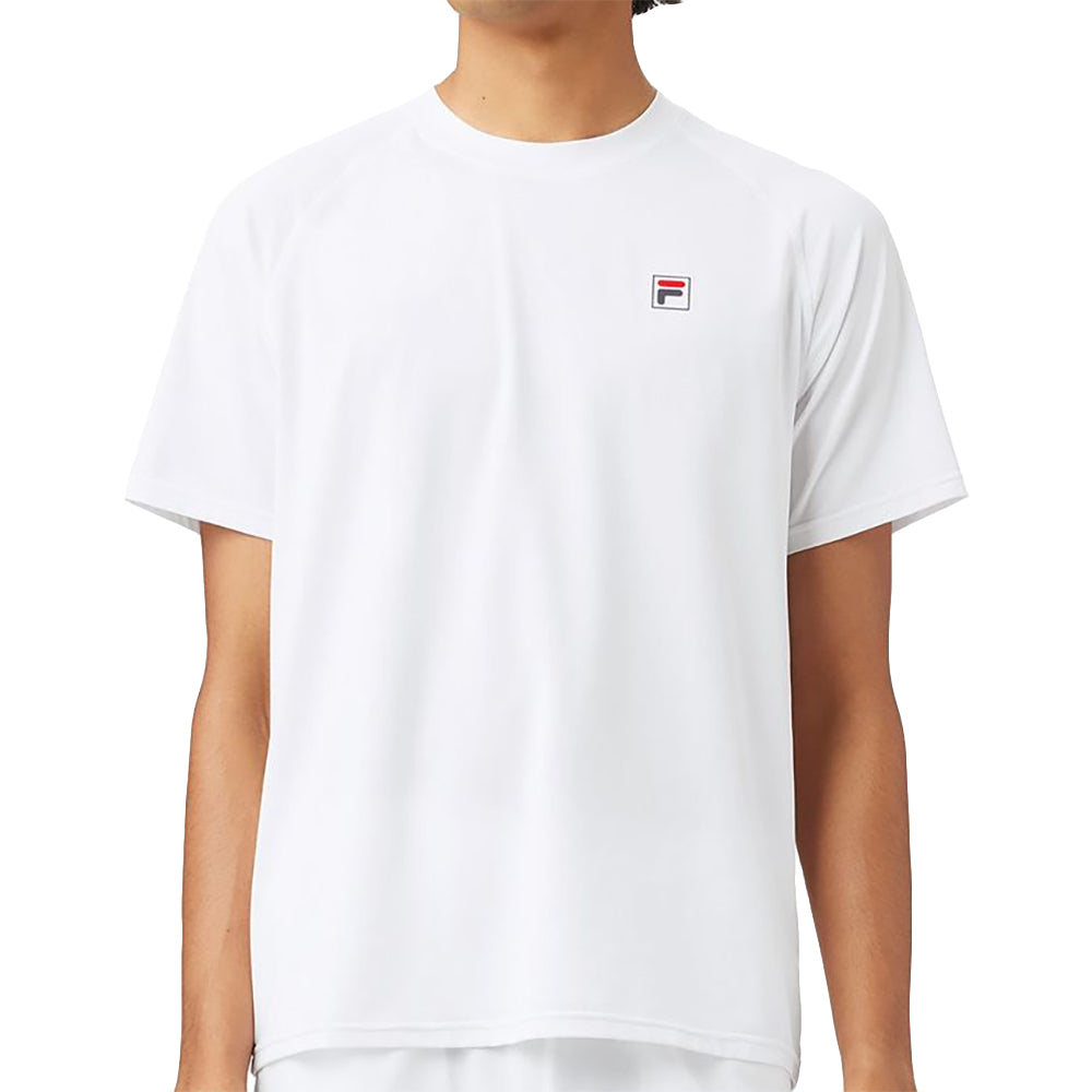 FILA Short Sleeve Mens Tennis Crew Neck - WHITE 100/XL