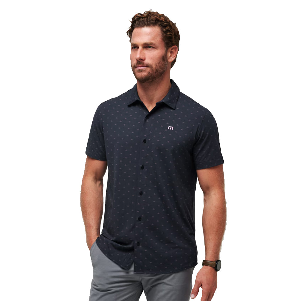 TravisMathew Set A Course Mens Button Up - Total Eclipse/XL