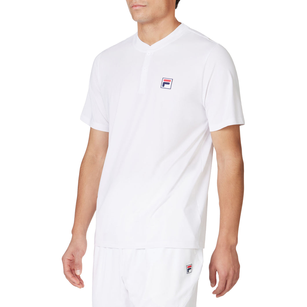 Fila Essential SS Henley Mens Tennis Shirt - WHITE 100/XXL