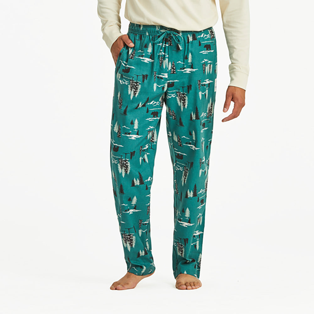 Life Is Good Winter Woodland Mens Pajama Pant - Spruce Green/XL