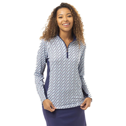 SanSoleil SolCool LS Print Mock Wmns Pullover - Caribbean/XL