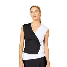 Load image into Gallery viewer, Sofibella Monochrome Cap Sleeve Womens Tennis Tank - Black/White/2X
 - 1