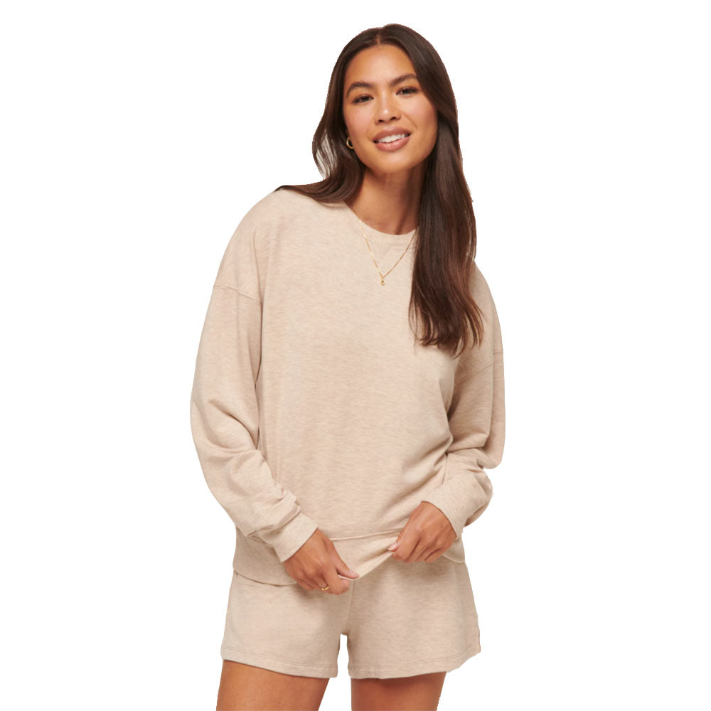 Travis Mathew Cloud Terry Crew Womens Pullover - Heather Natural/L