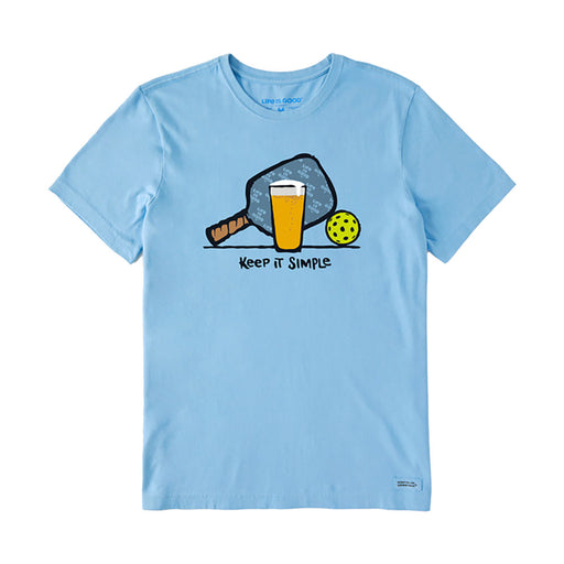 Life Is Good Inkbrush Pickleball Beer Mens T-Shirt - Cool Blue/XXL