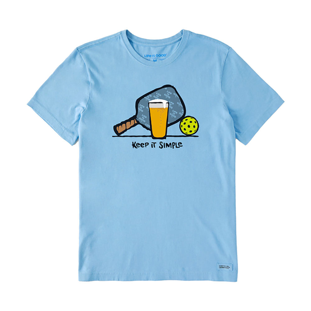 Life Is Good Inkbrush Pickleball Beer Mens T-Shirt - Cool Blue/XXL