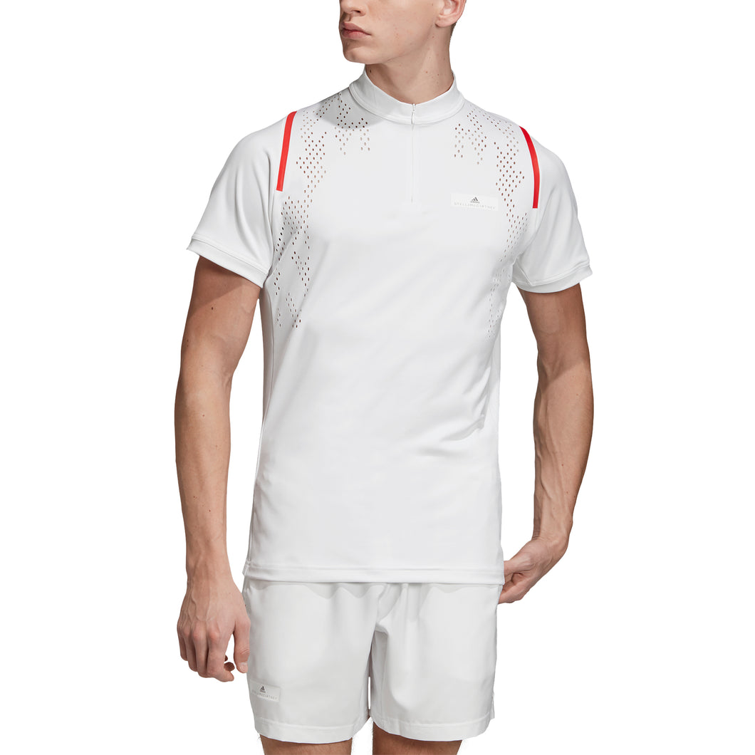 Adidas SMC Zipper White Mens SS Crew Tennis Shirt