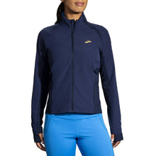 Load image into Gallery viewer, Brooks Fusion Hybrid Womens Running Jacket - NVY/BL BOLT 491/XL
 - 2