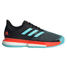 Load image into Gallery viewer, Adidas SoleCourt Primeblue Black Mens Tennis Shoes - BK/AQUA/RD 001/D Medium/14.0
 - 1