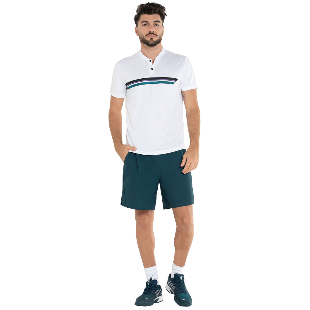 K-Swiss Stripe Evergreen Mens Tennis Henley - EVERGREEN 305/XL